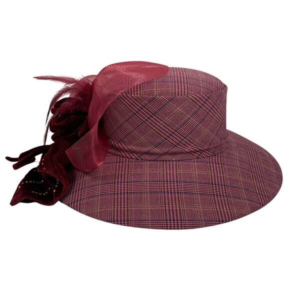Donna Vinci Plaid Organza Embellished Kentucky Derby Wedding Church Hat VTG main image 6